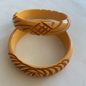 Vintage Bakelite Goldenrod Bangles. Set of 2 . Tested.